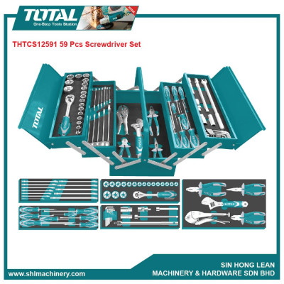 BỘ 59 CÁI CÔNG CỤ TRONG HỘP ĐỒ NGHỀ TOTAL THTCS12591 - HÀNG CHÍNH HÃNG