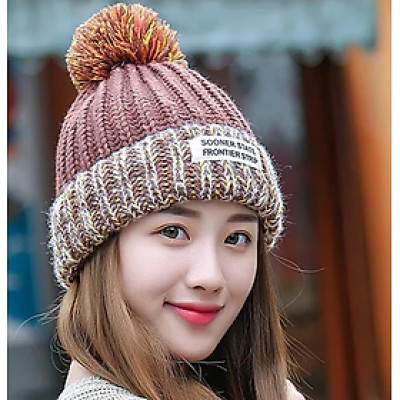 NÓN LEN NỮ PHỐI MÀU, MŨ LEN NỮ PHỐI MÀU DN19121703