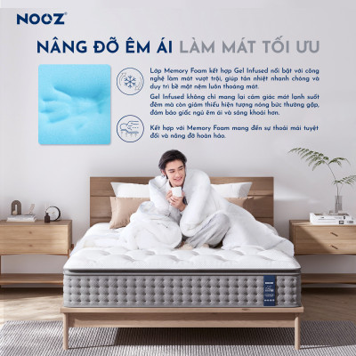 Nệm Foam Hybrid Latex NOOZ Home Goods Mattress Đệm Với Tầng Lò Xo Túi Và Lớp Cao Su Non Thiên Nhiên