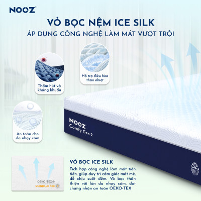 Nệm Foam NOOZ Comfy Gen 2 25cm Đệm Cao Su Thiên Nhiên Và Tầng Foam 7 Vùng Nâng Đỡ NOOZ Home Goods