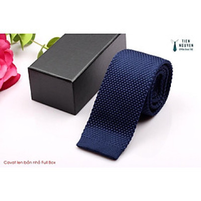 Cà Vạt Len Cao Cấp Bản  6Cm - Cavat Tự Thắt Kèm hộp, Xanh đen