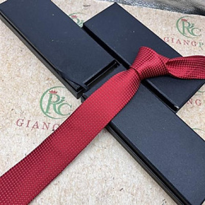 Cà vạt nam màu đỏ chấm bi mẫu tự thắt bản nhỏ 6cm cho nam mẫu mới t1/2024