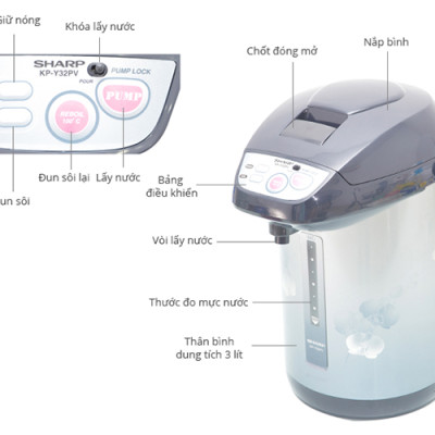 Bình Thủy Điện Sharp KP-Y32PV (3L) (Bạc) - Hàng chính hãng