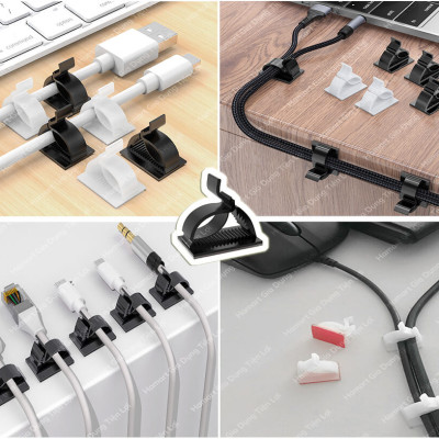 COMBO 5 Móc Treo Dây Điện Keo Siêu Dính Tường Hamart Nút Cố Định Dán Đi Cáp Điện Chống Rối