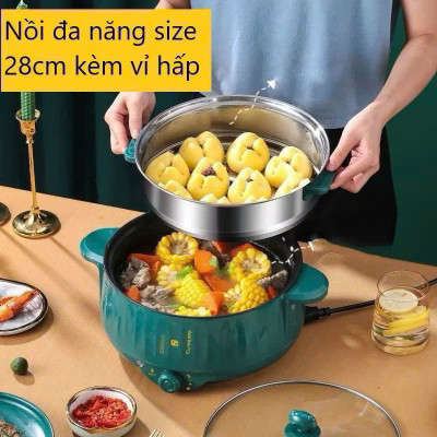 Nồi Lẩju Điện 2 Tầng Đa Năng Thông Minh Loại Xịn Có Vỉ Hấp – Xào Nấu Siêu Tiện, ĐÈN TRANG TRÍ