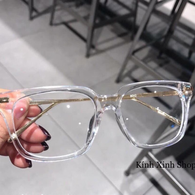 Gọng Kính Cận, Kính Giả Cận Mắt Vuông Trắng Trong Càng Kim Loại 