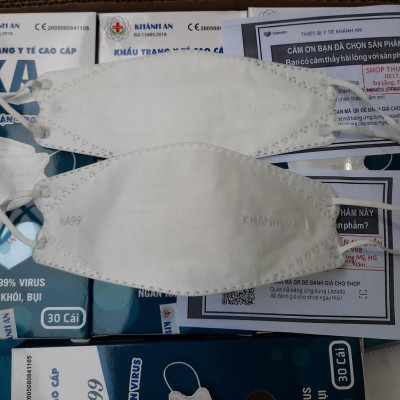 30 cái Khẩu trang y tế 4D Khánh An KA99 ngăn bụi vi khuẩn 99% ôm sát khuôn mặt không lem son và rất dễ thở