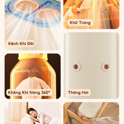 Máy sấy quần áo gấp gọn khử trùng Sothing Yangzi, tủ sấy quần áo công nghệ sấy 3D, 2 chế độ sấy- Hàng chính hãng