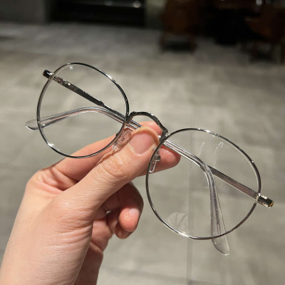 Kính mắt chống ánh sáng xanh Mắt tròn kim loại viền dày