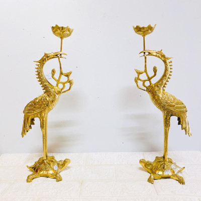 ĐÔI HẠC ĐỒNG CAO 42 CM NẶNG 3 KG CHẤT LIỆU BẰNG ĐỒNG 