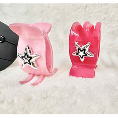 Combo 2 kẹp càng cua màu hồng đính ngôi sao