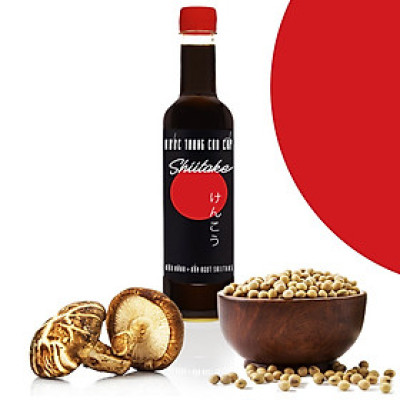 Nước tương cao cấp Shiitake lên men tự nhiên từ đậu nành và nấm ngọt Shiitake, chai nhựa 525ml/chai
