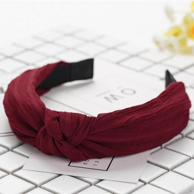 Bờm cài tóc turban nữ BN20B bản to màu đỏ đô