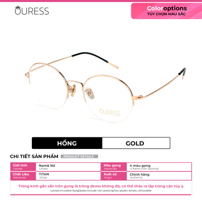 Gọng kính cận titan 80036 nửa khung thời trang mắt kính OURESS nam nữ siêu nhẹ siêu bền