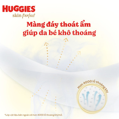 Tã quần Huggies Skin Perfect L Super Jumbo 60+6 miếng với 2 vùng thấm giảm kích ứng da