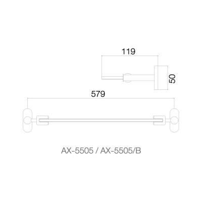 Kệ kính 50cm AX-5505-B - INOX SUS 304