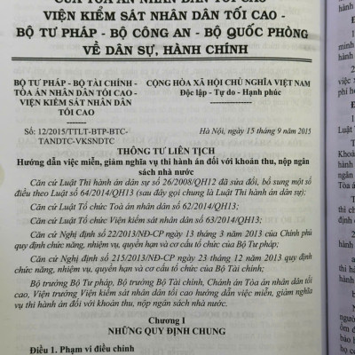 Các Thông Tư Liên Tịch Của Tòa Án Nhân Dân Tối Cao, VKSNDTC về Hình Sự, Tố Tụng Hình Sự, Dân Sự, Tố Tụng Dân Sự