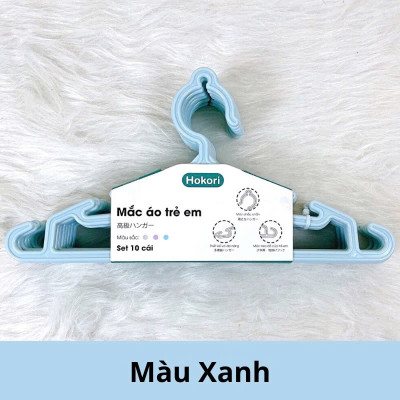Sét 10 móc treo quần áo trẻ em , người lớn hokori chất liệu nhựa PP nguyên sinh an toàn tiện lợi - Hàng chính hãng 