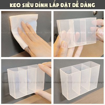 Khay Đựng Son Môi 3 Ngăn Dán Tường Hộp Nhỏ Trong Suốt Gắn Cánh Tủ Treo Đồ Trang Điểm Để Mỹ Phẩm