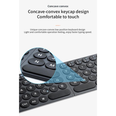 Bàn Phím Không Dây siêu nhạy Wiwu Fold Mini Keyboard FMK-01 Kết Nối blutooth gấp cực gọn -hàng chính hãng 6 tháng BH