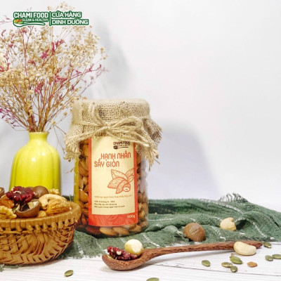 Hạt hạnh nhân sấy ChamiFood 500G NHẬP KHẨU MỸ CHÍNH NGẠCH LOẠI 1 giúp Giảm cân Đẹp dáng, giàu RIBOFLAVIN, hợp Eat Clean.