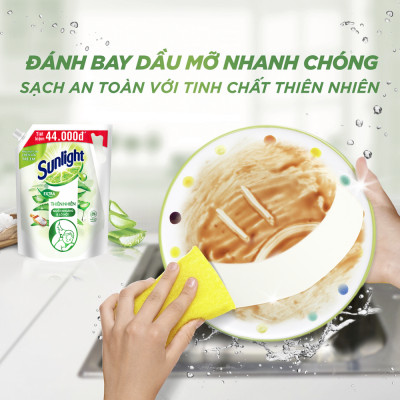 Túi Nước rửa chén Sunlight Bio-care Thiên Nhiên 100% Gốc thực vật - Muối Khoáng Lô Hội 3.3KG