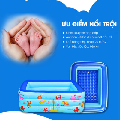 Bể bơi bơm hơi trẻ em chính hãng D Danido, Phao bơi cho bé 1.2m/1.5m/1.8m chất lượng, bền đẹp, 2 tầng - 3 tầng, dày dặn, chống trượt, Bể bơi cho bé, Hồ bơi nhân tạo