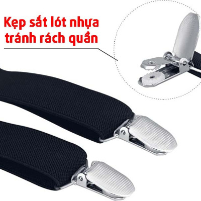 Dây Đai Quần Chữ Y Kèm Nơ 4 Kẹp Co Giãn Yếm Đeo Cạp Quần Chống Trượt Thời Trang Sơ Mi Nam