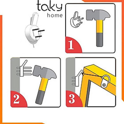 Set 10 Móc Nhựa Đinh 3 Chân Treo Tranh, Ảnh, Đồng Hồ, Đồ Gia Đình, Đóng Tường Chịu Lực, Takyhome 2220Set10Si