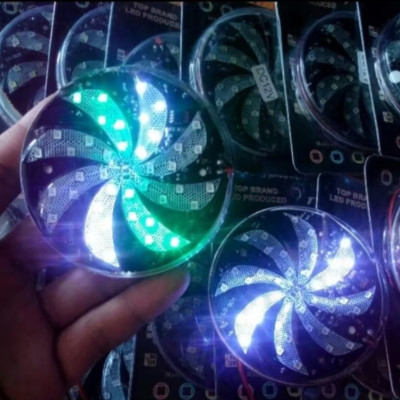 1 ĐÈN LED TRANG TRÍ XE MÁY ÔTÔ XE ĐIỆN sáng hiệu ứng màu xoay chong chóng cực đẹp 