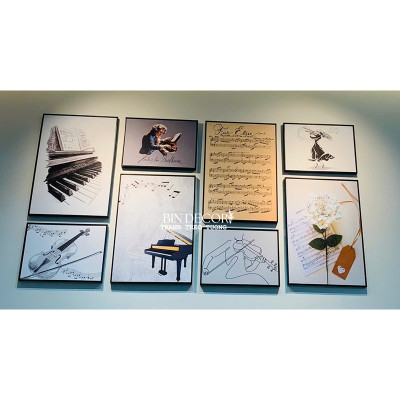 (ẢNH THẬT) Tranh treo tường âm nhạc 34 trang trí decor phòng tập âm nhạc có sẵn khung kèm đinh