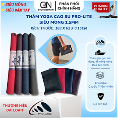 Thảm Yoga Siêu Mỏng 1.5mm ProLite PRO-CARE Cao Su Thiên Nhiên, Có Thể Gấp Gọn - Tặng Túi Đựng Thảm