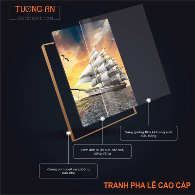 Tranh Phúc Lộc Thọ, bộ tranh treo tường tráng gương trang trí treo cầu thang 