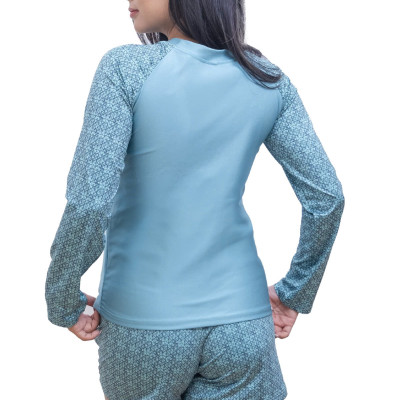 Bộ đồ bơi nữ tay dài LMcation Quinn- Xanh ngọc thổ cẩm