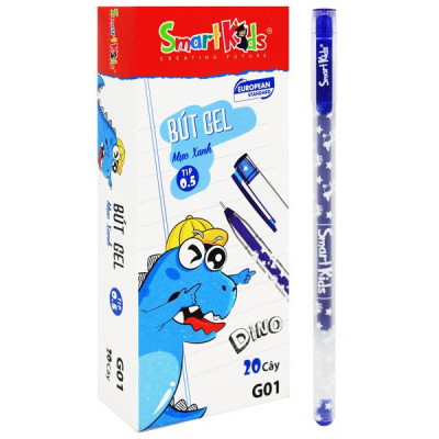 Hộp 20 Bút Gel Dino 0.5 mm - Smart Kids G01 - Mực Xanh