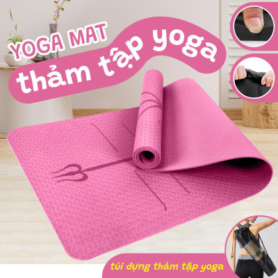 Thảm Tập Yoga Định Tuyến - 2 Lớp Dày 6mm Tặng Kèm Túi - Kích Thước 183x61cm