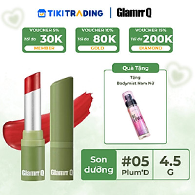 Son dưỡng môi thuần chay có màu GLAMRR Q V​E​G​A​N S​U​P​E​R L​I​P B​A​L​M 4.5g by Gilaa