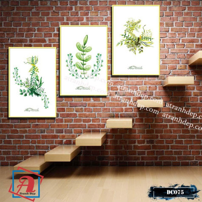 Bộ 3 tranh canvas treo tường Decor Hoa lá phong cách scandinavian – DC075