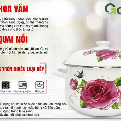 Bộ 5 Nồi Men Cao Cấp Đa Năng Galen G010 Không Gỉ Siêu Bền Siêu Tiện Lợi