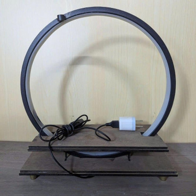 Kệ Gỗ Cao Cấp Kết Hợp Đèn LED Trang Trí Vòng Hào Quang 20/30/40cm – 3 Màu – Decor Bàn Làm Việc, Bàn Trà – Kèm Quà Tặng