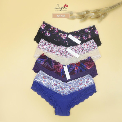 Quần Lót Nữ Lụa Phối Ren Cạp Vừa LUPERI LU3QL738 Dáng Hipster Nâng Mông Chất Liệu Mát Thoáng Khí Khử Mùi Tốt