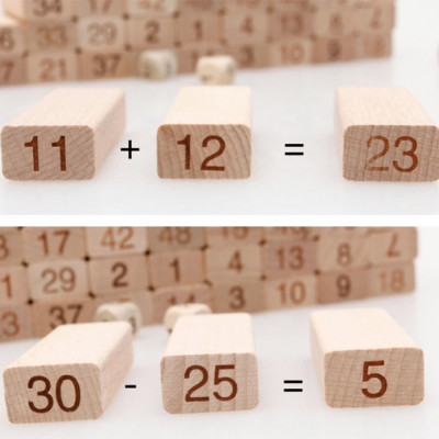 Rút gỗ domino gỗ cho bé học số 48 thanh to cỡ đại(kèm 4 xúc xắc)