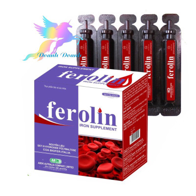 Sắt Dạng Ống Nước Ferolin - Hộp 20 ống - Bổ sung Sắt và Vitamin B12