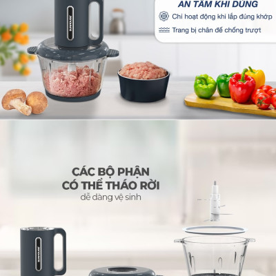 Máy xay thịt Sunhouse SHD5403 - Công suất 300W - Cối Thủy Tinh Dung tích 1.8L - 3 Tốc Độ - Lưỡi dao 4 cánh siêu khỏe - Hàng Chính Hãng