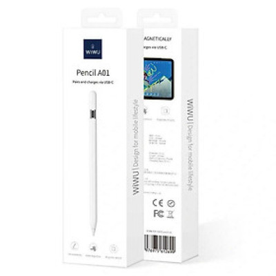 Bút cảm ứng chống tì tay Wiwu Pencil Pro IV Cho iPad Gen 10 2022 / Pro 11 “ , 12.9 inch / M1 /M2 , Air 4 / 5 , hiện thị pin - Hàng chính hãng
