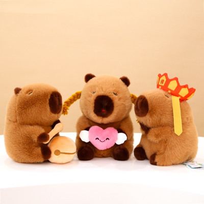 Thú nhồi bông capybara gõ mõ ngộ nghĩnh - Size 35cm - Quà tặng gấu bông chuột lang nước dành cho người cần tịnh tâm.