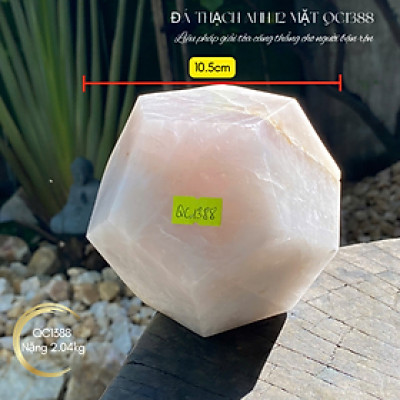 Đá thạch anh 12 mặt NHASAN QC1388 nặng 2.04kg, đường kính 10.5cm, mặt cạnh 7cm