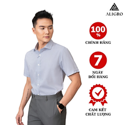 Áo sơ mi nam ngắn tay ALIGRO kẻ caro nhỏ màu ghi  form slim vừa công sở thời trang trẻ trung lịch lãm ALGS-C118
