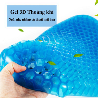 Đệm ngồi Gel 3D tổ ong thoáng khí kích thước 35x30x3cm và 42x37x3.5cm, Đệm ngồi cao cấp chất liệu Silicon mát lạnh siêu êm - Hàng chính hãng