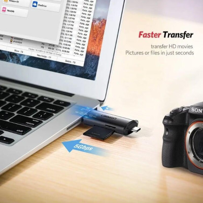 Ugreen UG50706CM185TK Màu Xám Đầu đọc thẻ nhớ TYPE C + USB 3.0 sang TF + SD - HÀNG CHÍNH HÃNG